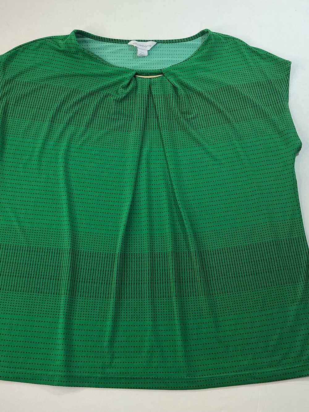 Liz Claiborne Green Textured Keyhole Cap-Sleeve Blouse